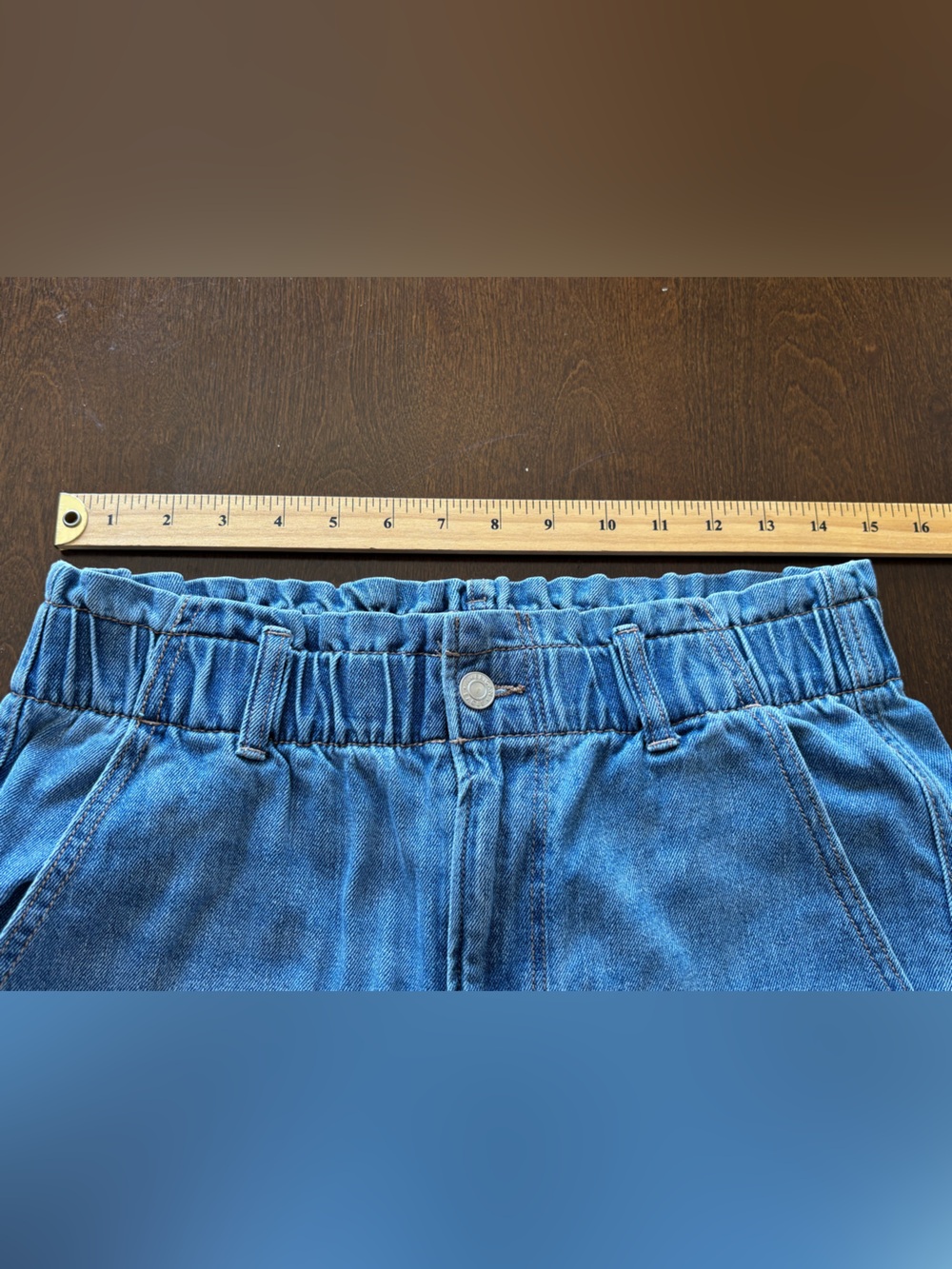 American Eagle Mom Jeans Elastic Paperbag Waist High-Rise 12 Medium Wash - Picture 7 of 11